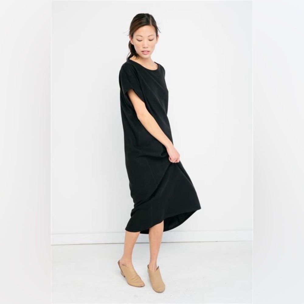 ES Black Silk Georgia Midi Dress